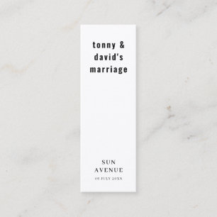 Informal Retro Wedding Favour Bookmark Card