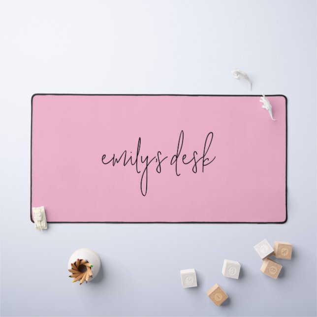 Informal Script Name Plain Pink Desk Mat (Kids Table)