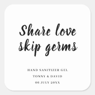 Informal Script Wedding Favour Hand Sanitizer Square Sticker