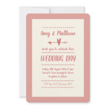 Informal Wedding Invitation Dusky Pink and Cream