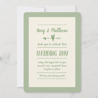 Informal Wedding Invitation Sage Green and Cream