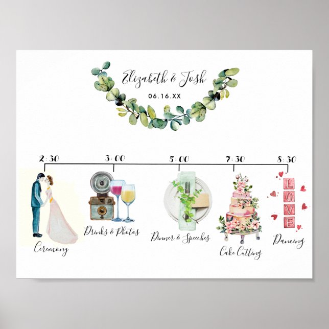 Informal Wedding Schedule Welcome Sign (Front)