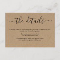 Information / Details Enclosure Card  Rustic Kraft