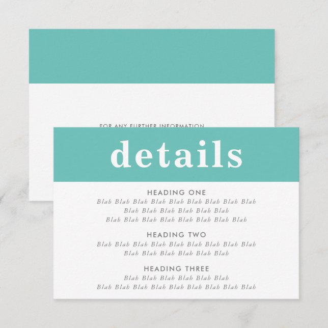 INFORMATION DETAILS modern bold boy mint green Invitation (Front/Back)