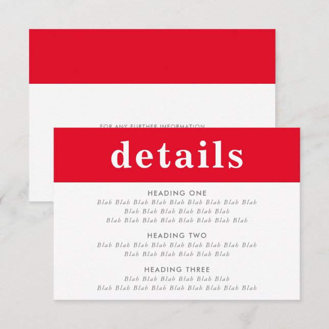 INFORMATION DETAILS modern bold boy red Invitation (Front/Back)