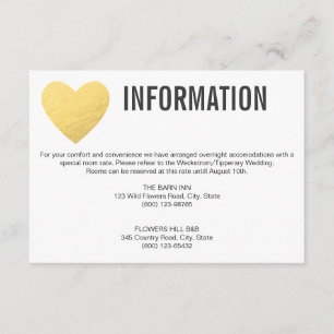 INFORMATION  enclosure card   Wedding   Gold heart