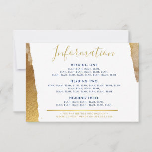 INFORMATION ENCLOSURE modern luxe gilded gold blue Thank You Card