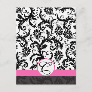 Information Insert Cards Damask Pink Yarrow Trim