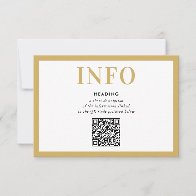 INFORMATION INSERT modern black gold QR Code Invitation (Front)