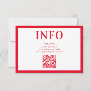 INFORMATION INSERT modern simple bold red QR Code Invitation