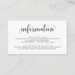 Information Mariage Invitation Insertion Carte de 