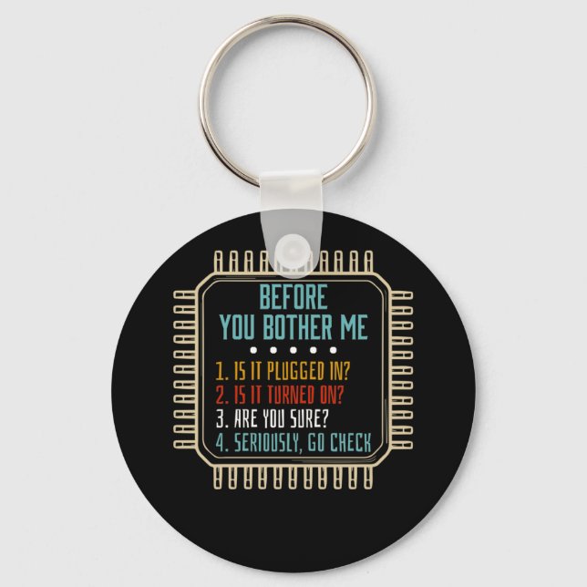 Information Technology Tech Technical Support Gift Keychain (Front)