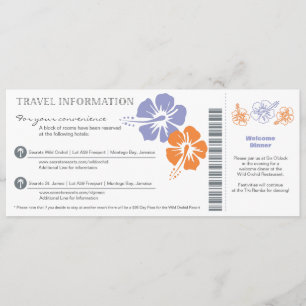 Informations de voyage pour le mariage Carte d'emb