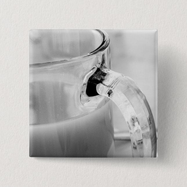 Infrared, Black & White,cup, glass, coffee, 2 Inch Square Button (Front)