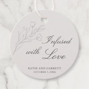 Infused With Love Elegant Grey Floral Wedding Favour Tags