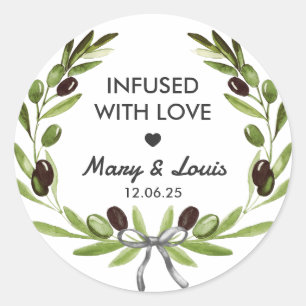 Infused with love Olive Oil Wedding Favor Label