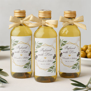 Infused with Love Olive Oil Wedding Favours Foliag Wine Label
