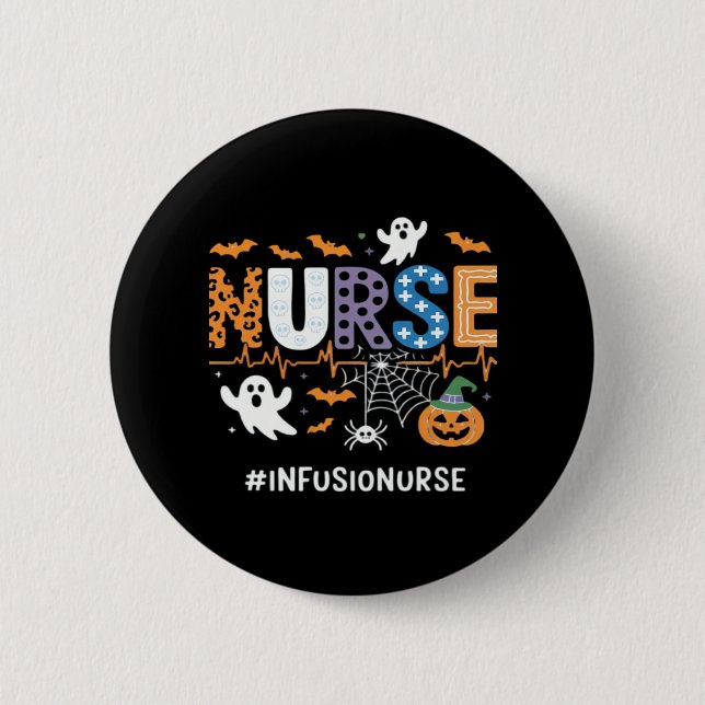Infusion Nurse Nursing Stethoscope Halloween Essen 2 Inch Round Button (Front)