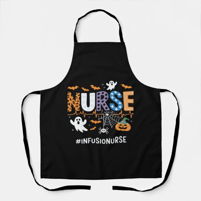 Infusion Nurse Nursing Stethoscope Halloween Essen Apron (Front)