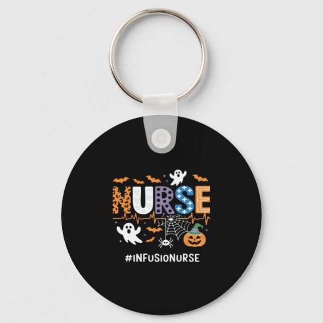 Infusion Nurse Nursing Stethoscope Halloween Essen Keychain (Front)
