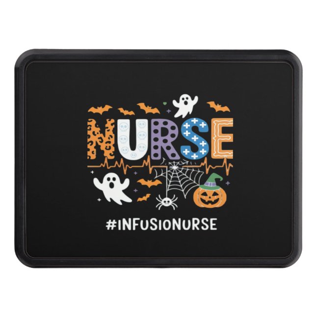 Infusion Nurse Nursing Stethoscope Halloween Essen Trailer Hitch Cover (Front)