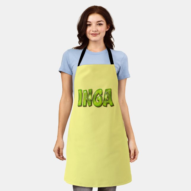 Inga Name Kiwi Design Kitchen apron (Worn)