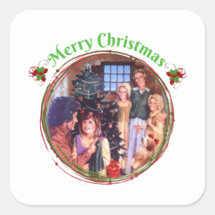Ingalls Family Christmas Flat Holiday Card Square Sticker