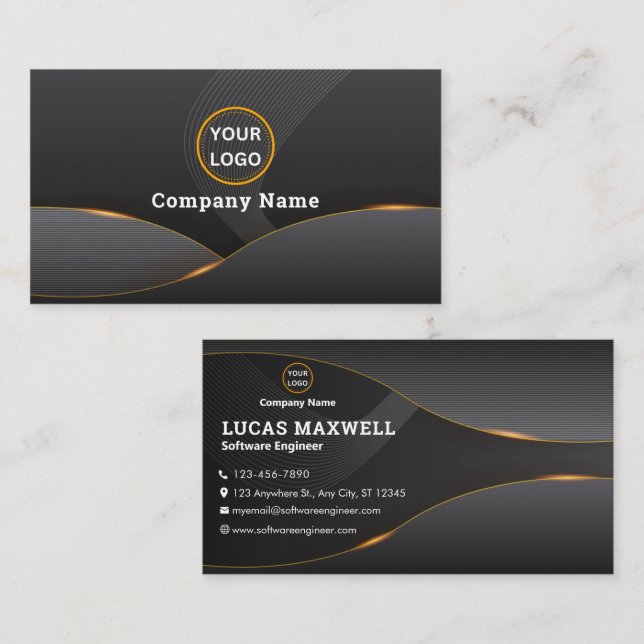 Ingénieur logiciel Carte de visite Black Business (Devant / Derrière)
