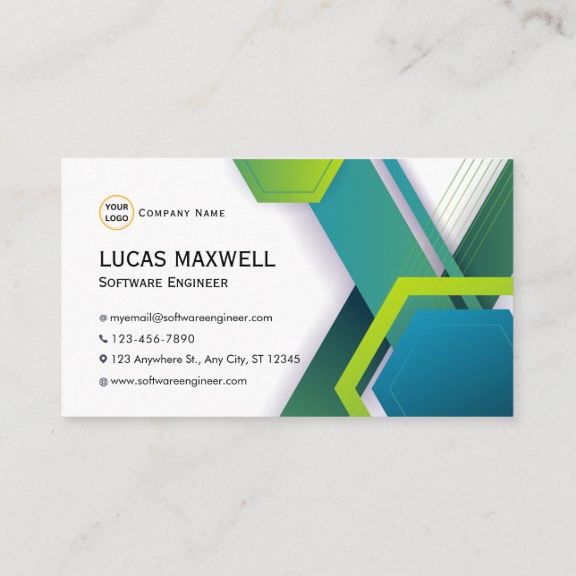 Ingénieur logiciel Carte de visite Vert moderne (Dos)