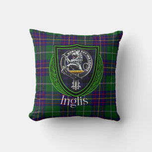 Inglis Scottish Clan Tartan & Crest Throw Pillow