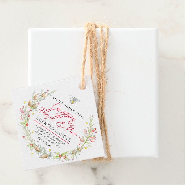 Ingrédient de bougie florale de Noël étiquette pen (En situation)