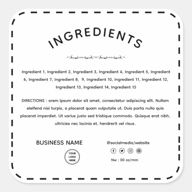 Ingredient Direction With Logo Product Label (Front)