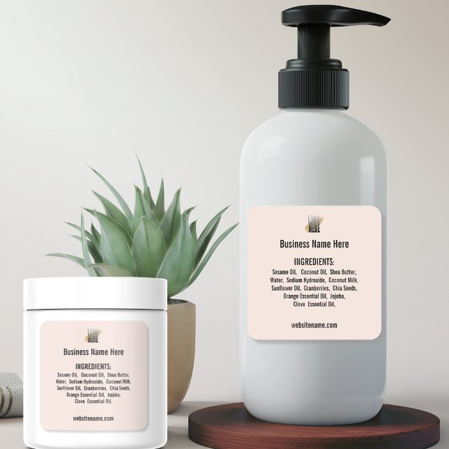 Ingredient list with Logo website on Blush Square Sticker (Creator Uploaded)