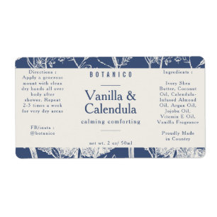 Ingrédients à la crème bleue botanique Produit nat