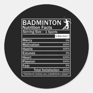 Ingrédients de badminton Étiquette drôle
