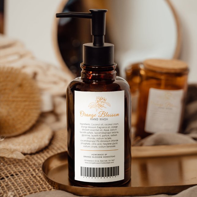 Ingrédients de beauté code barre étiquette oranger (Créateur téléchargé)