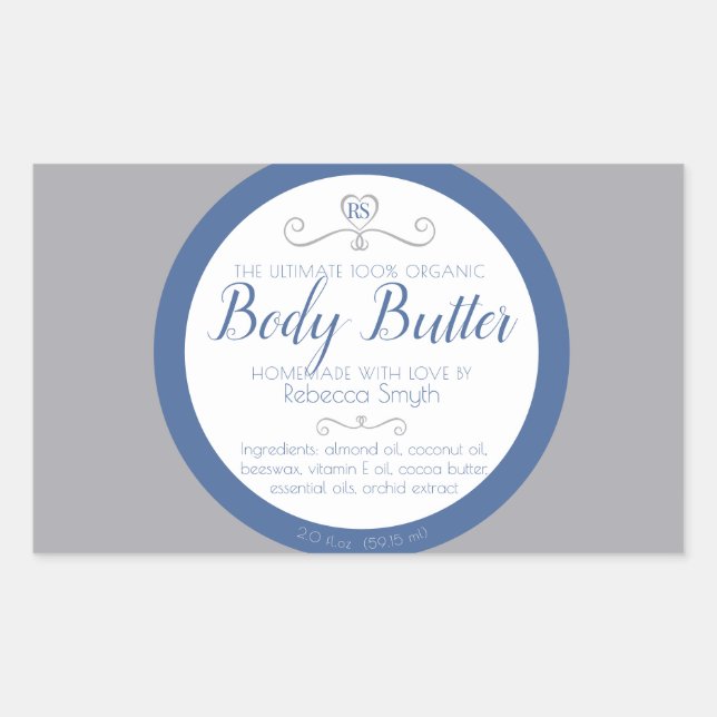 Ingrédients de beauté maison étiquette bleu gris a (Devant)