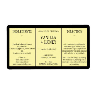 Ingrédients de miel de vanille cosmétique jaune