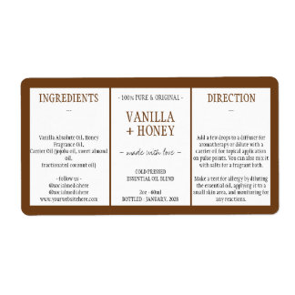 Ingrédients de miel de vanille cosmétique marron