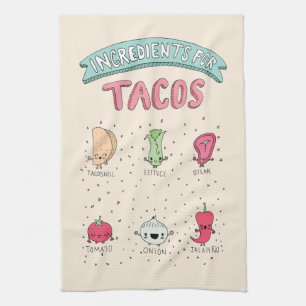 INGREDIENTS FOR TACOS KITCHEN TOWEL