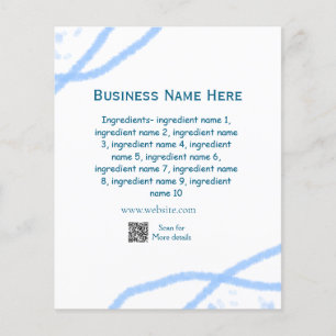Ingredients name add business name website QR code