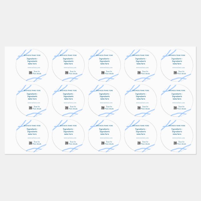 Ingredients name add business name website QR code (Sheet)