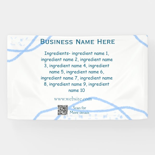 Ingredients name add business name website QR code Banner (Horizontal)