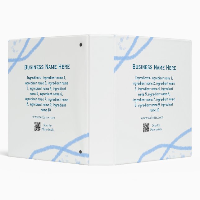 Ingredients name add business name website QR code Binder (Background)
