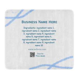 Ingredients name add business name website QR code Cutting Board
