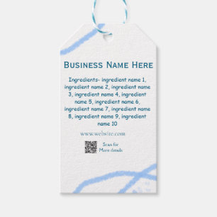 Ingredients name add business name website QR code Gift Tags
