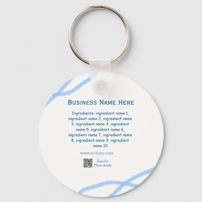 Ingredients name add business name website QR code Keychain (Front)