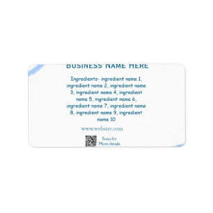 Ingredients name add business name website QR code Label
