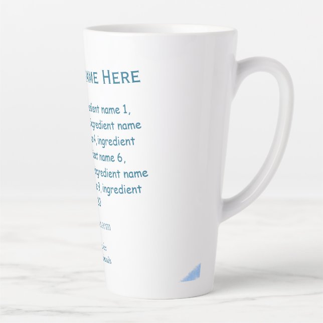 Ingredients name add business name website QR code Latte Mug (Right)