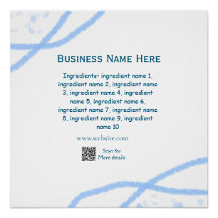 Ingredients name add business name website QR code Poster